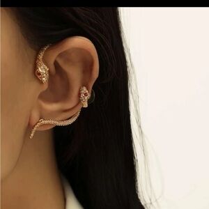 1 Piecw Wrap Around Rhinestone Snake Earring, Reputation Snake Earrings